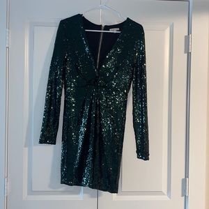 Hunter Green Sequin Mini Dress